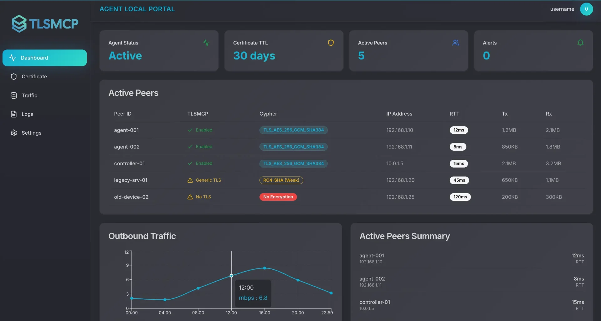 TLSMCP Dashboard Interface